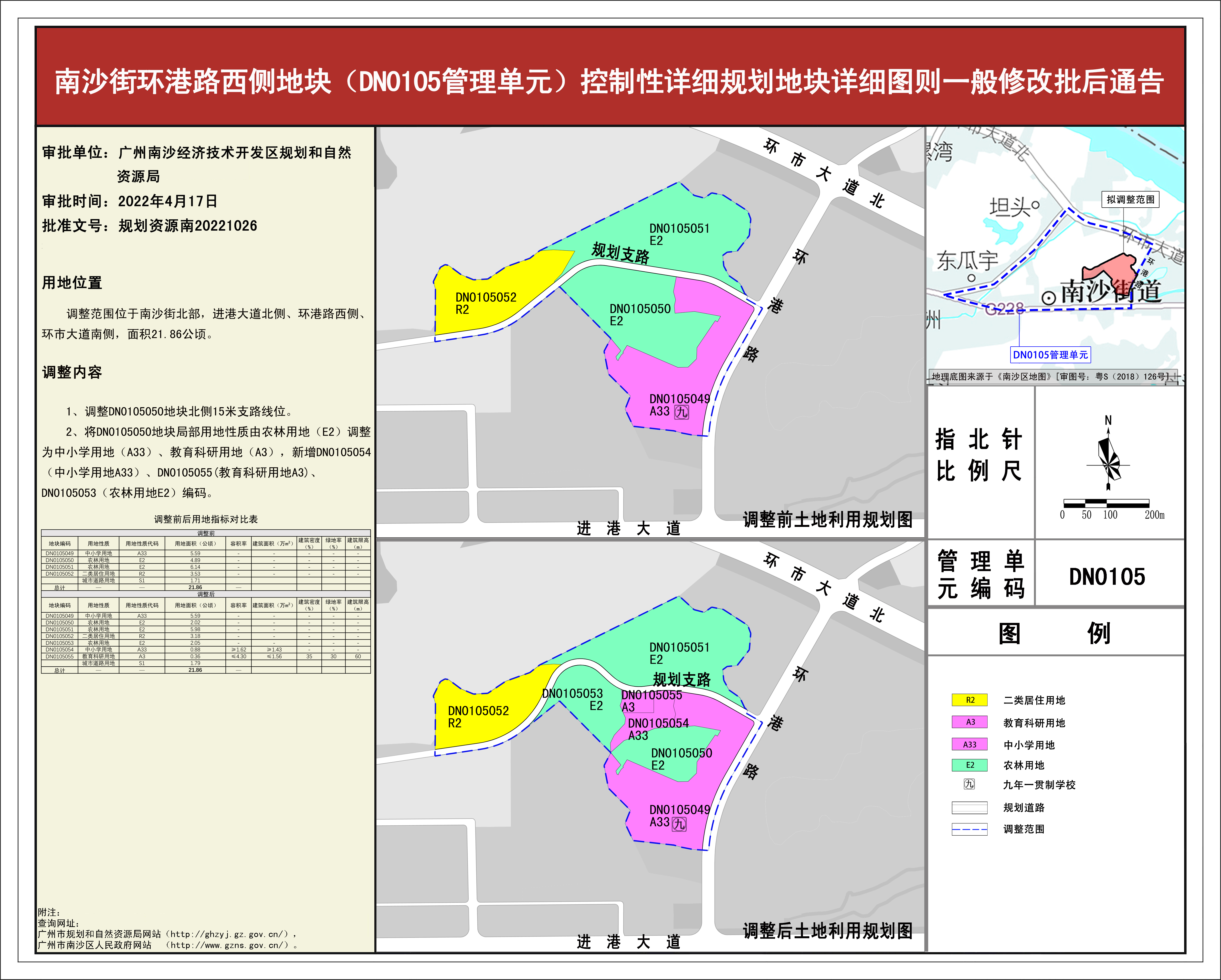 南沙街环港路西侧地块(DN0105管理单元)控制性详细规划地块详细图则一般修改批后通告20220420.jpg